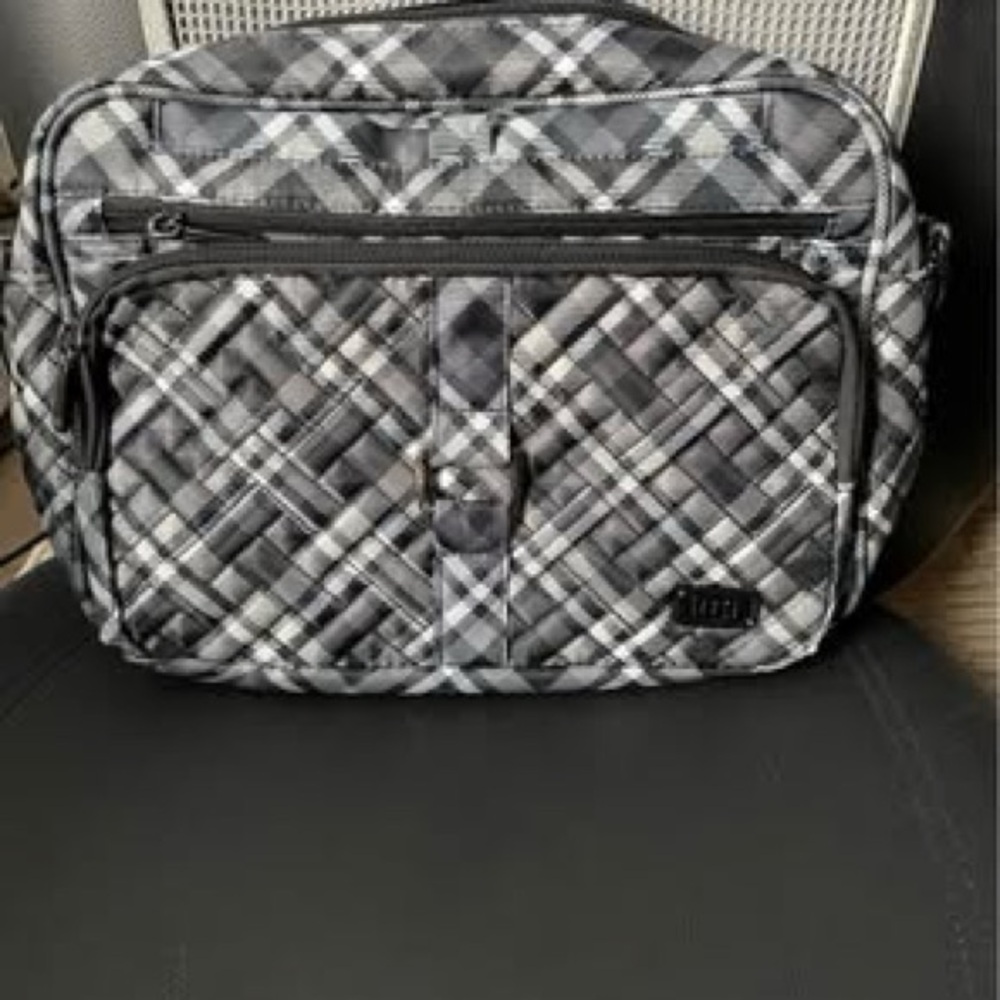 Lug. Grey plaid Carousel XL crossbody bag